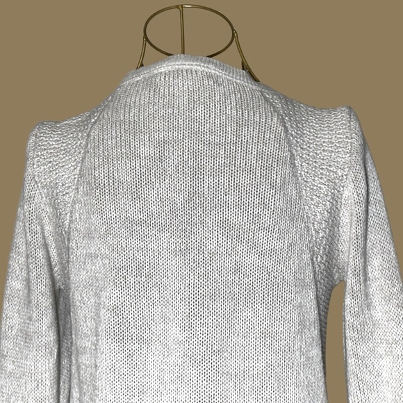 Carbon2Cobalt Tan Gray Cotton Sweater w/ Collar Cutouts & Asymmetrical Hem, S - Picture 9 of 16